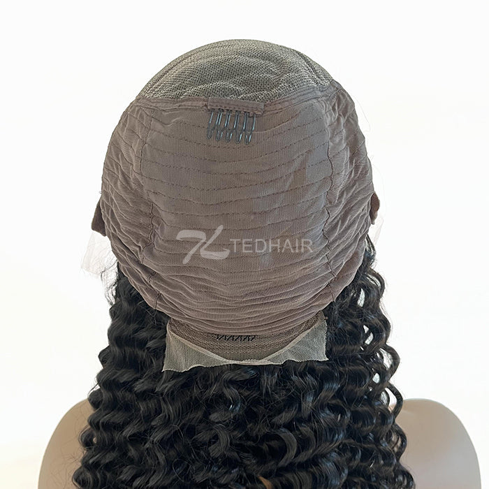 150% Density 13x6 PartingMax Glueless Lace Wig 3D Cap Pre-bleached Lace Front Wig Deep Wavy
