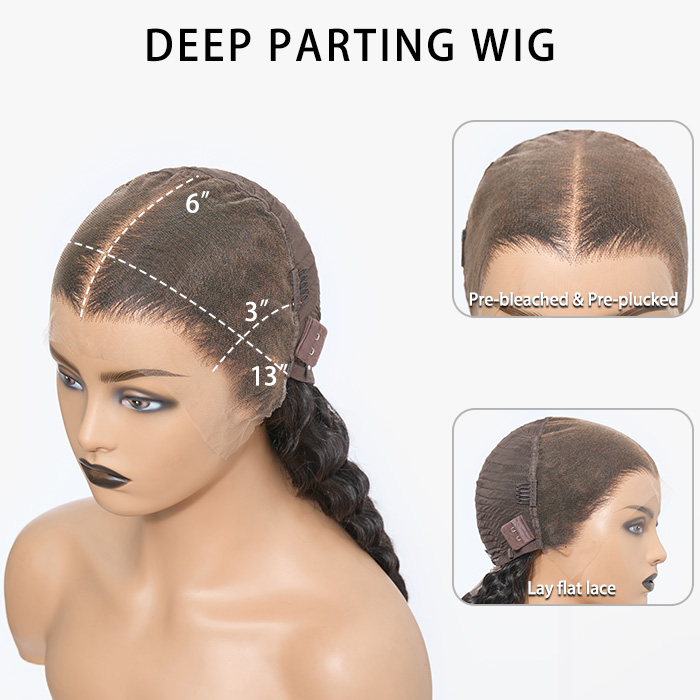 150% Density 13x6 PartingMax Glueless Lace Wigs 3D Cap Pre-bleached Lace Front Wig Body Wave