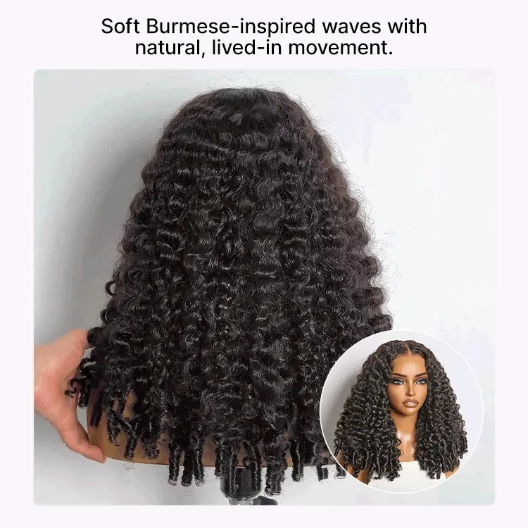 180% Density 13x6 Glueless 3D Cap Pre-bleached Lace Frontal Wig Burmese Curly