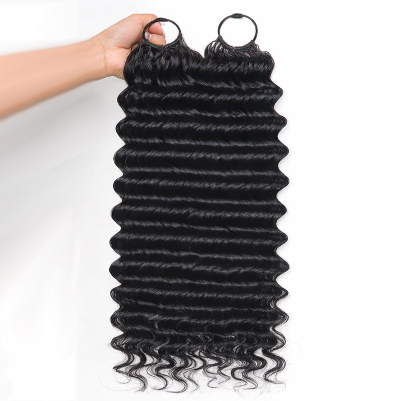 Miracle Knots Human Feather Crochet Hair Deep Wave with No Spiral Ends - Pre-Separated Knotless Crochet Braids for Seamless Blending