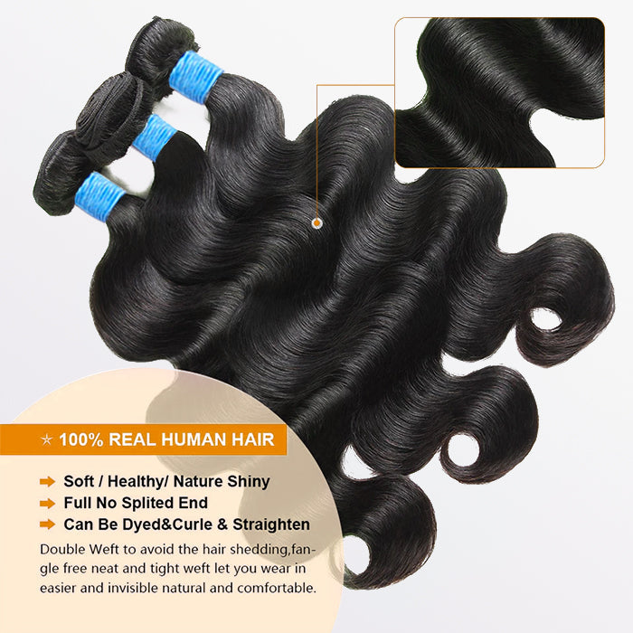 Body Wave Brazilian 100% Virgin Hair Bundles 10-36''