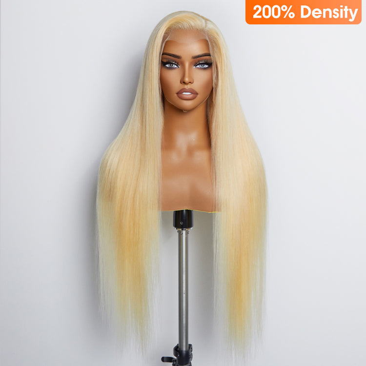 200% Density 13x4 Pre-Plucked Lace Frontal Wig Straight #613