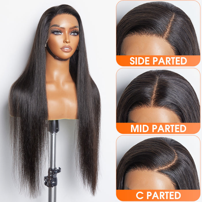 180% Density 13x6 PartingMax Glueless Lace Wig 3D Cap Pre-bleached Lace Front Wig Straight