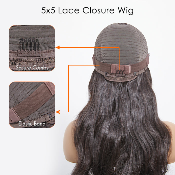 180% Density 5x5 Glueless Lace Closure Wig Body Wave